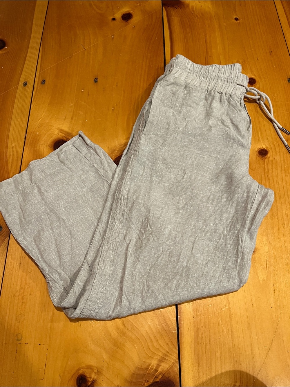 QUINCE M Flax 100% European Linen Wide Leg Pants Drawstring Pockets